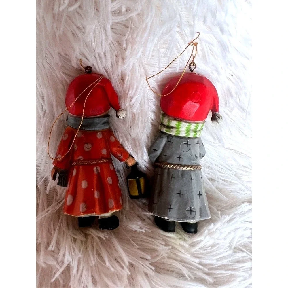 Vintage Christmas Girl & Boy Figurine Ornaments 3.5